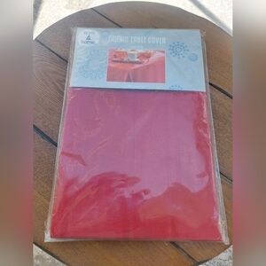 NWT KMart Trim A Home Cloth Tablecloth Red Satin Stripe 70" Round